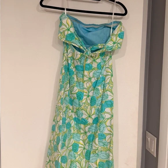 Lilly Pulitzer Strapless Dress in Blue and Green Floral - Picture 2 of 3